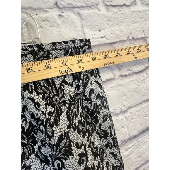 Nipon Boutique Skirt Suit Set Black White Lace Floral Size 16