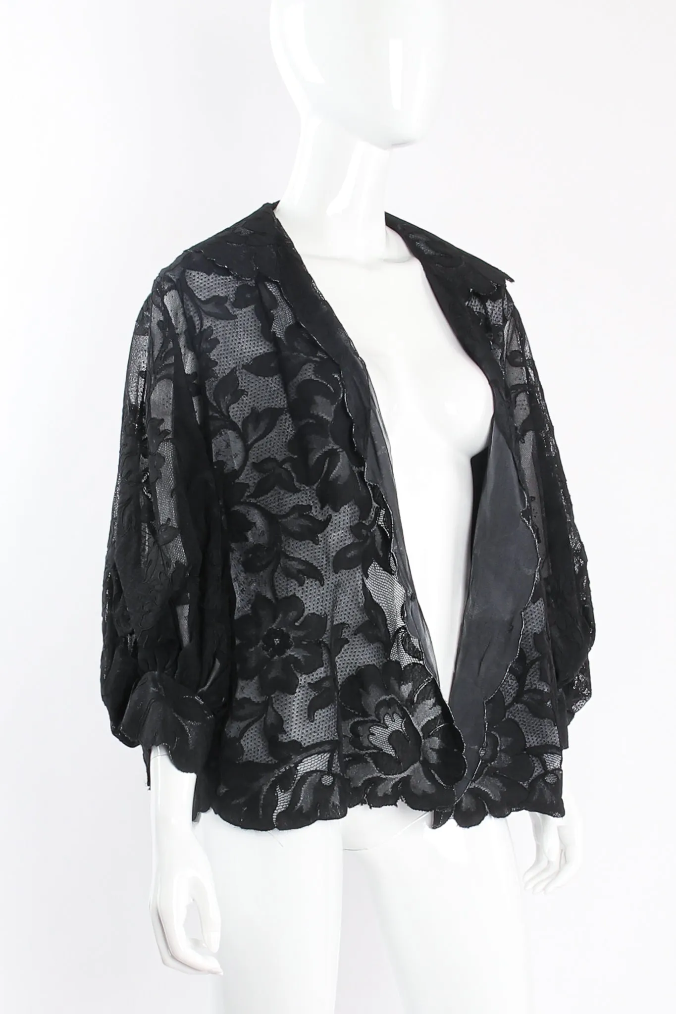 Numbered Lace Balloon Sleeve Blouse Jacket