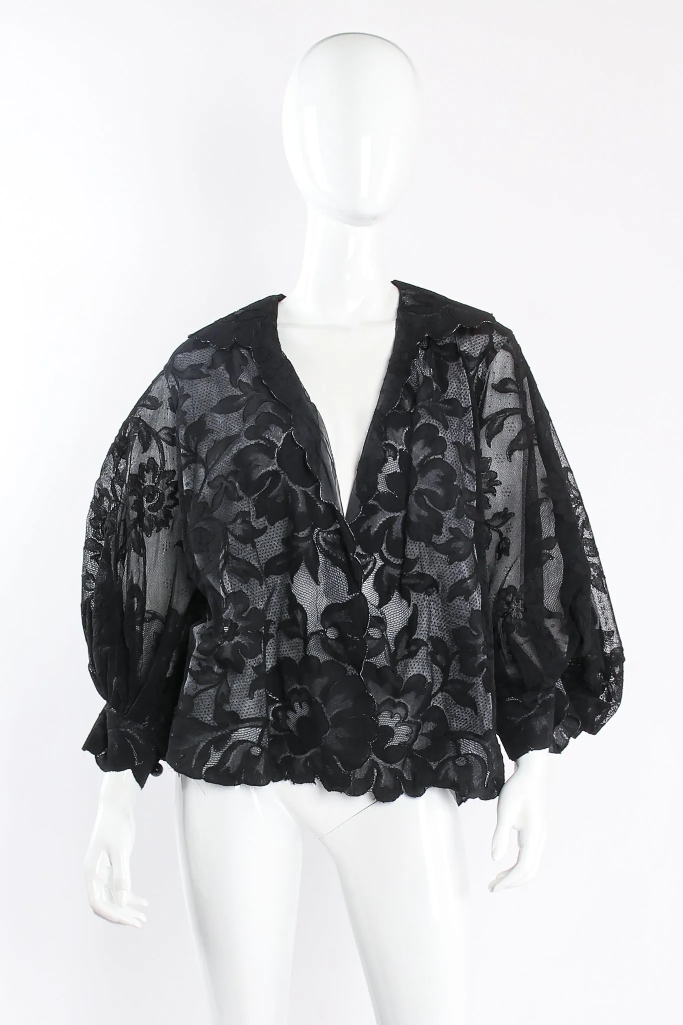 Numbered Lace Balloon Sleeve Blouse Jacket