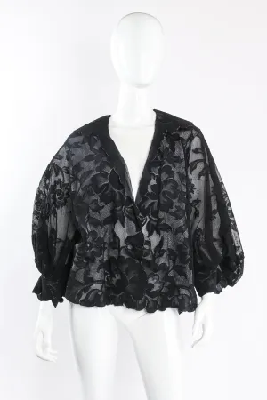 Numbered Lace Balloon Sleeve Blouse Jacket