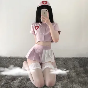 NURSE PLEATED SKIRT SUIT KF82018