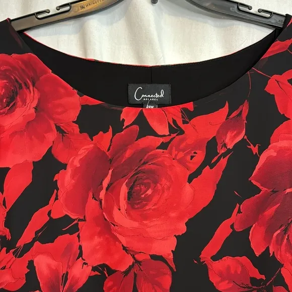 NWT‎ Connected Apparel Red/Black Midi Dress in Size 24W