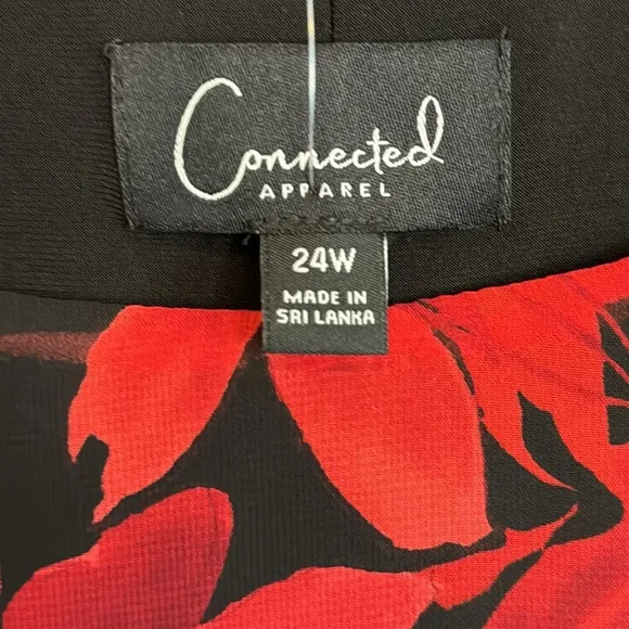 NWT‎ Connected Apparel Red/Black Midi Dress in Size 24W