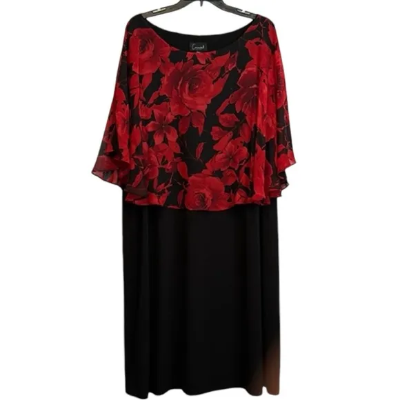 NWT‎ Connected Apparel Red/Black Midi Dress in Size 24W