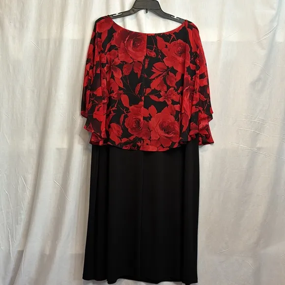 NWT‎ Connected Apparel Red/Black Midi Dress in Size 24W