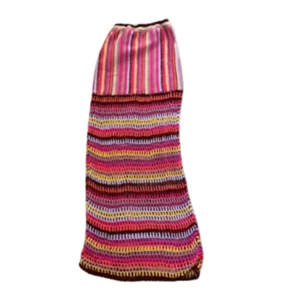 NWT Free People Bali Sunrise Crochet Knit Maxi Skirt Size XS - Multi Rainbow