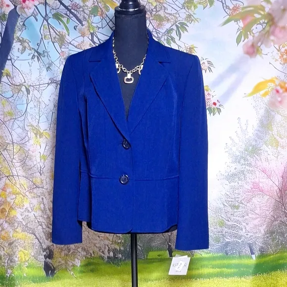 NWT Kasper 14P dark blue slimming tailored jacket/ suit coat