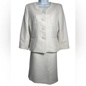NWT Kasper size 10 petite light beige and cream textured skirt suit PERFECT ❤️