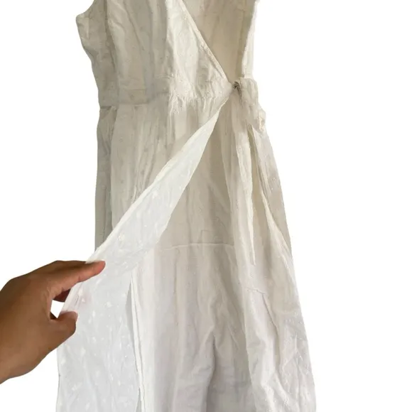 NWT! Loft Womens White Embroidered Sleeveless Wrap Maxi Dress Size SP