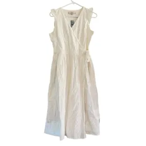 NWT! Loft Womens White Embroidered Sleeveless Wrap Maxi Dress Size SP