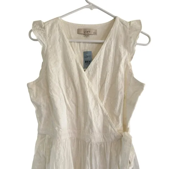 NWT! Loft Womens White Embroidered Sleeveless Wrap Maxi Dress Size SP