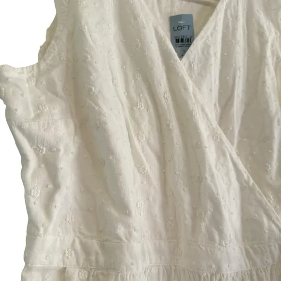 NWT! Loft Womens White Embroidered Sleeveless Wrap Maxi Dress Size SP