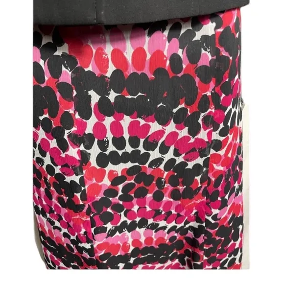 NWT Suit Studio size 8 petite fun black and pink polka dot skirt suit with scarf