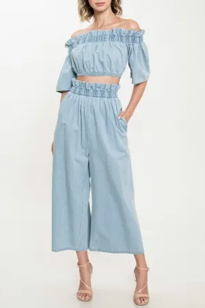 Off the shoulder Denim Set