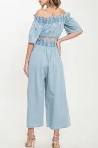 Off the shoulder Denim Set