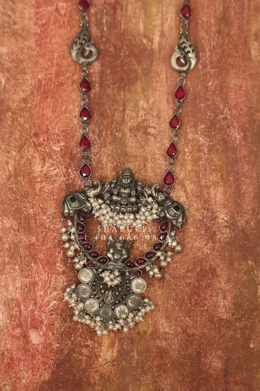 Oxidized silver pendent Silver jewelry Indian simple nakshi work ,oxidized ,Indian party wear jewelry,Indian Jewelry-NIHIRA-SHABURIS