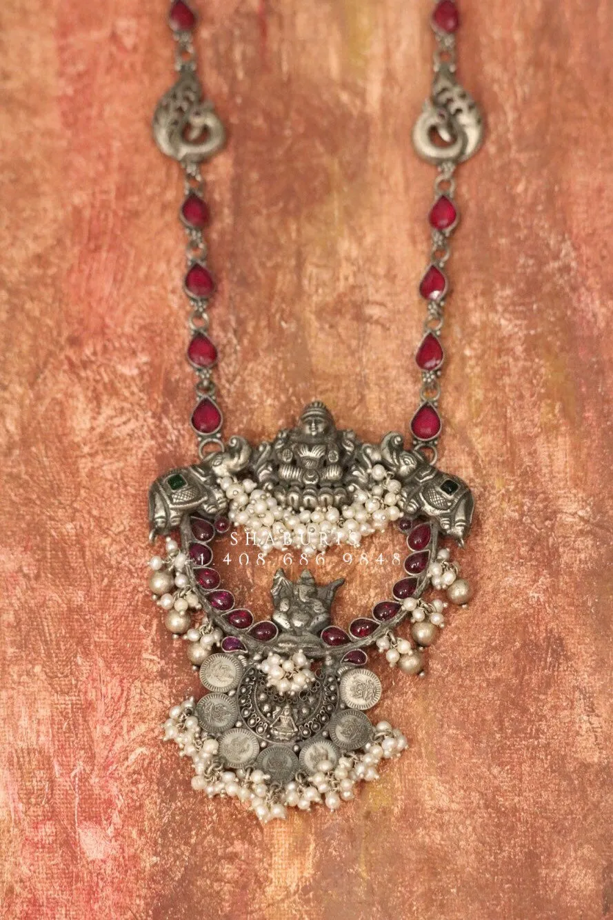 Oxidized silver pendent Silver jewelry Indian simple nakshi work ,oxidized ,Indian party wear jewelry,Indian Jewelry-NIHIRA-SHABURIS