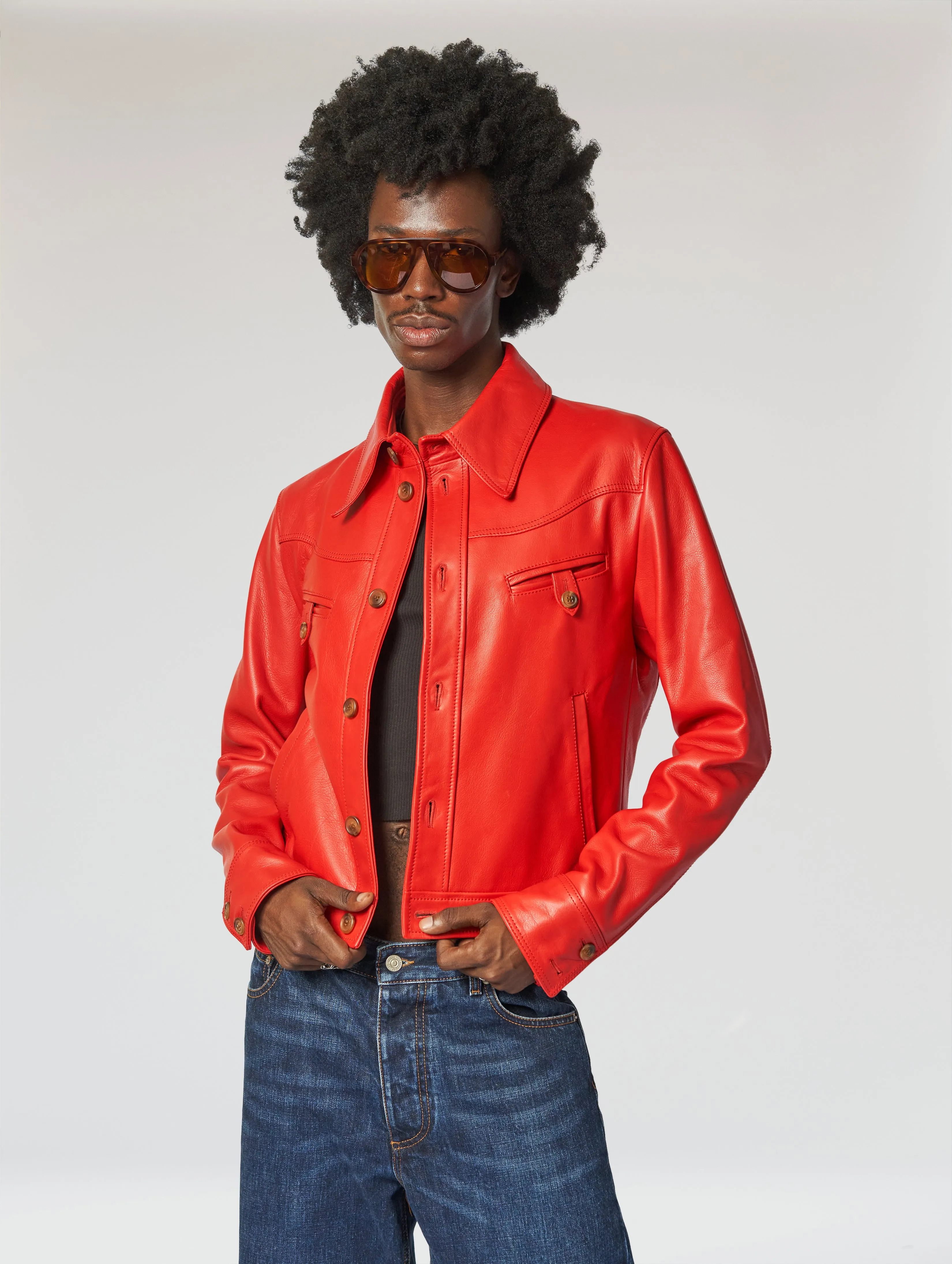 PABLO LEATHER JACKET IN RED - Man