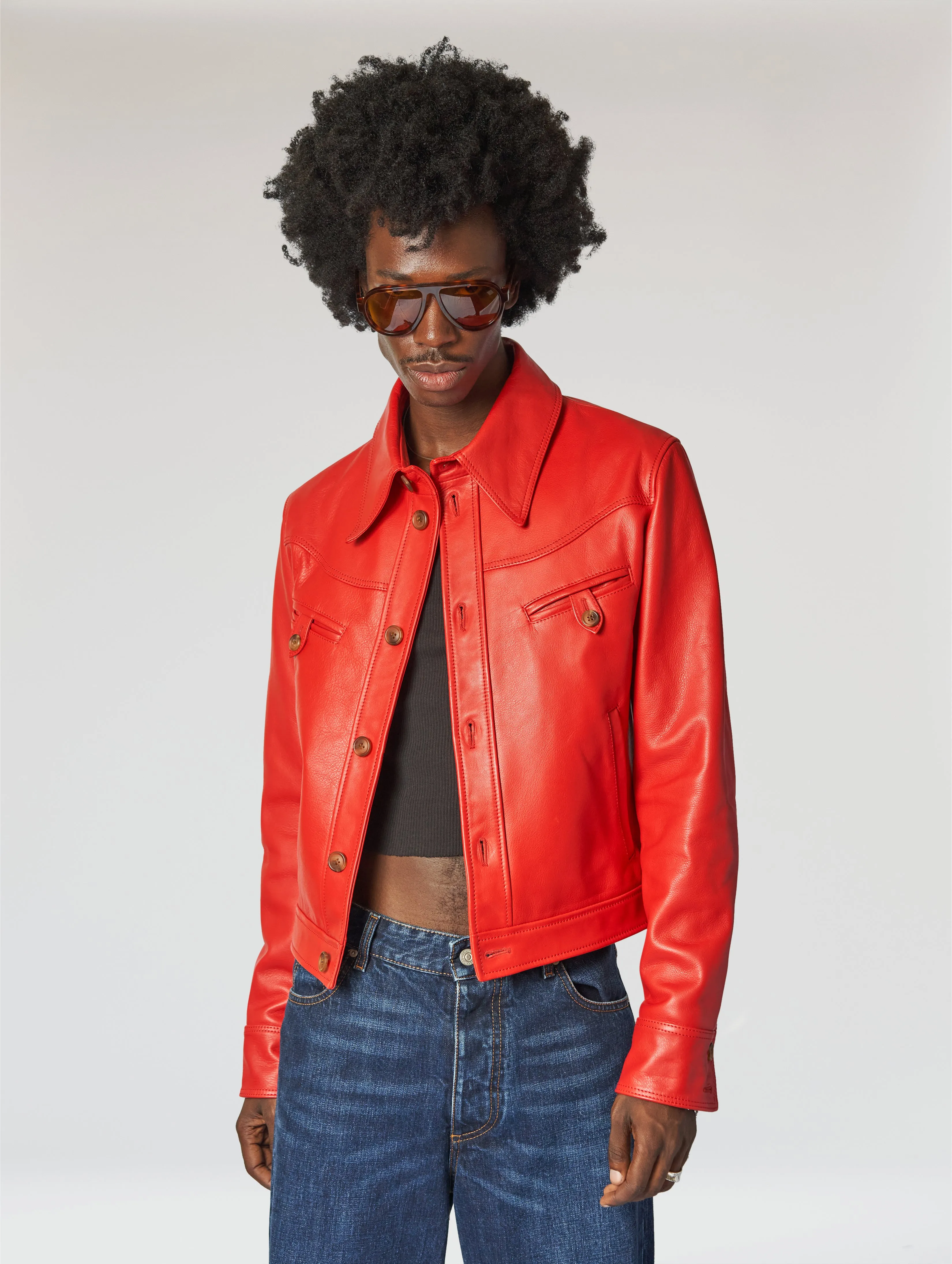 PABLO LEATHER JACKET IN RED - Man