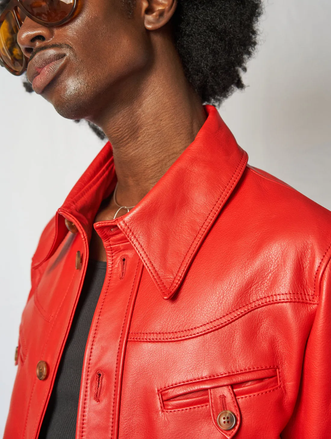 PABLO LEATHER JACKET IN RED - Man
