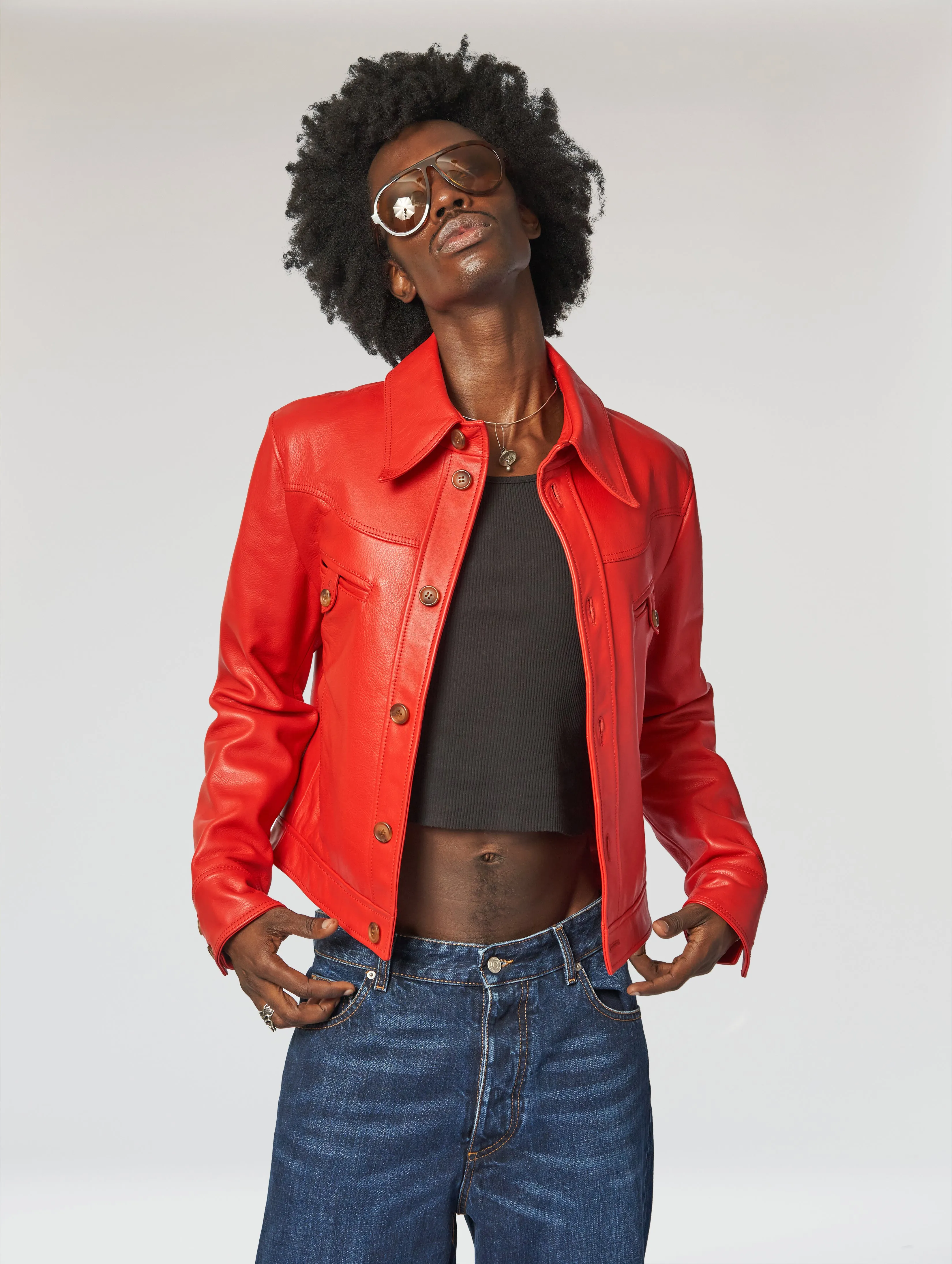 PABLO LEATHER JACKET IN RED - Man