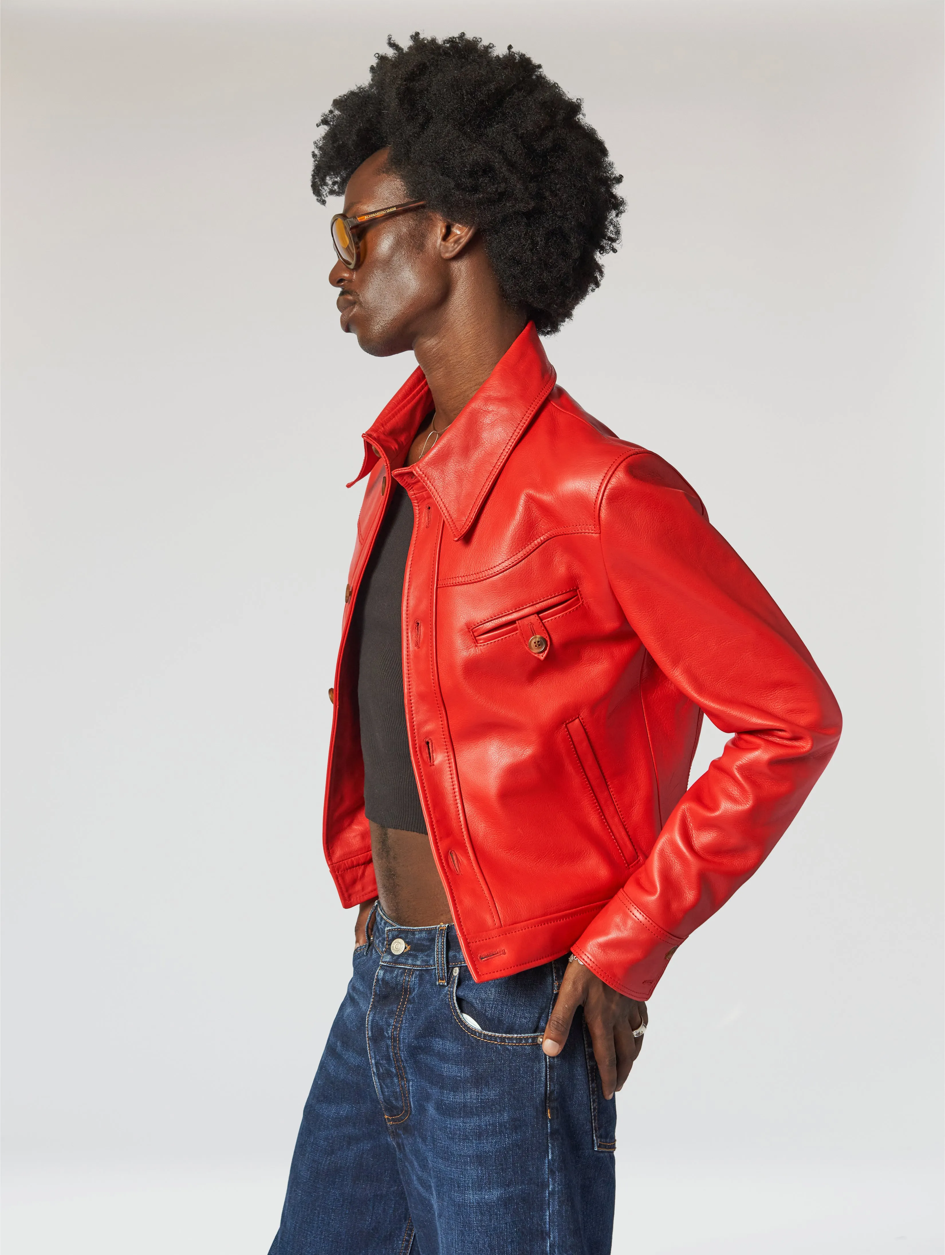 PABLO LEATHER JACKET IN RED - Man