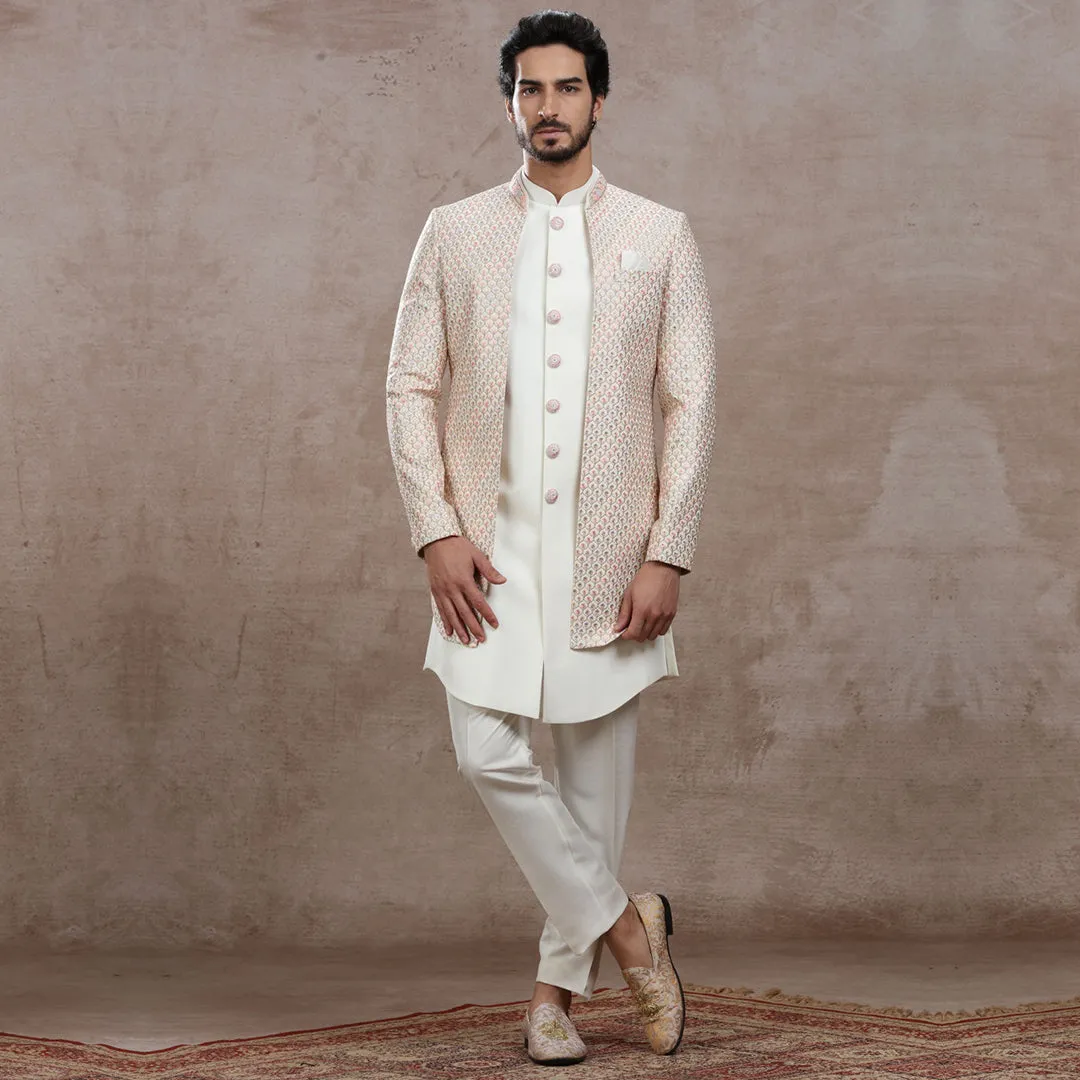 Pale Off-White Gleam Indo-Western