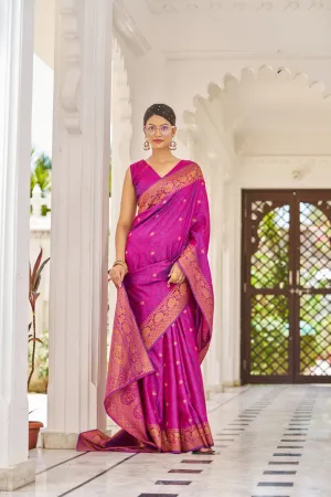 Partywear Mulberry Purple Kanjivaram Weaving Saree