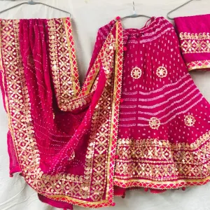 Pink Bandhej Lehenga Chunni