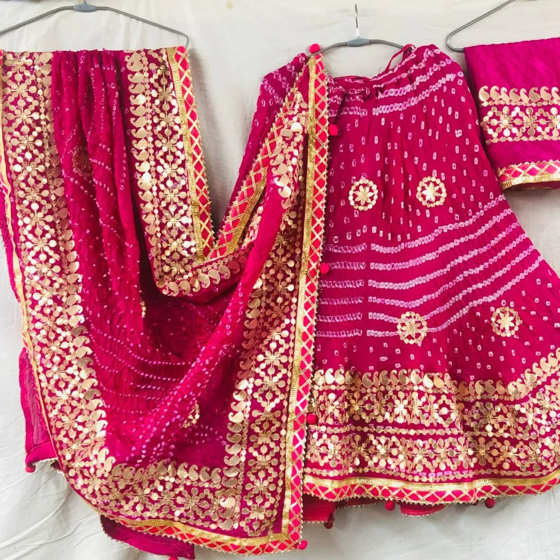 Pink Bandhej Lehenga Chunni