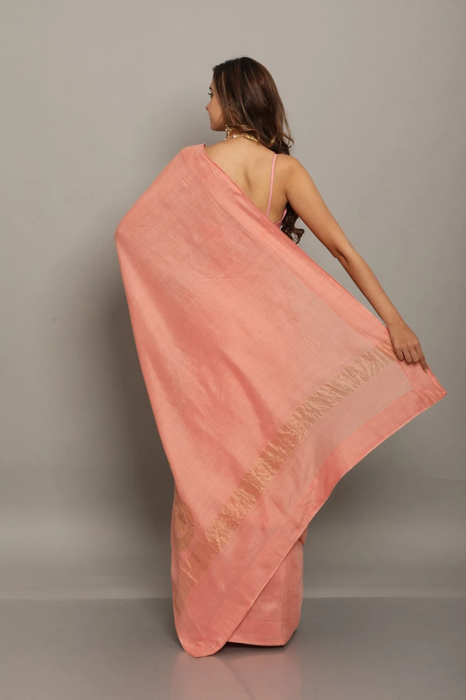 Pink Muga Silk Saree