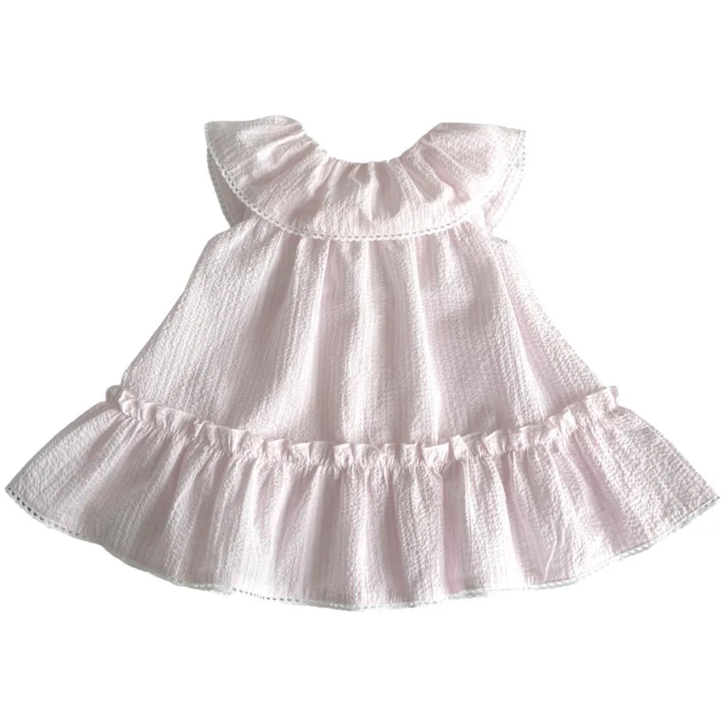 Pink Seersucker Striped Dress