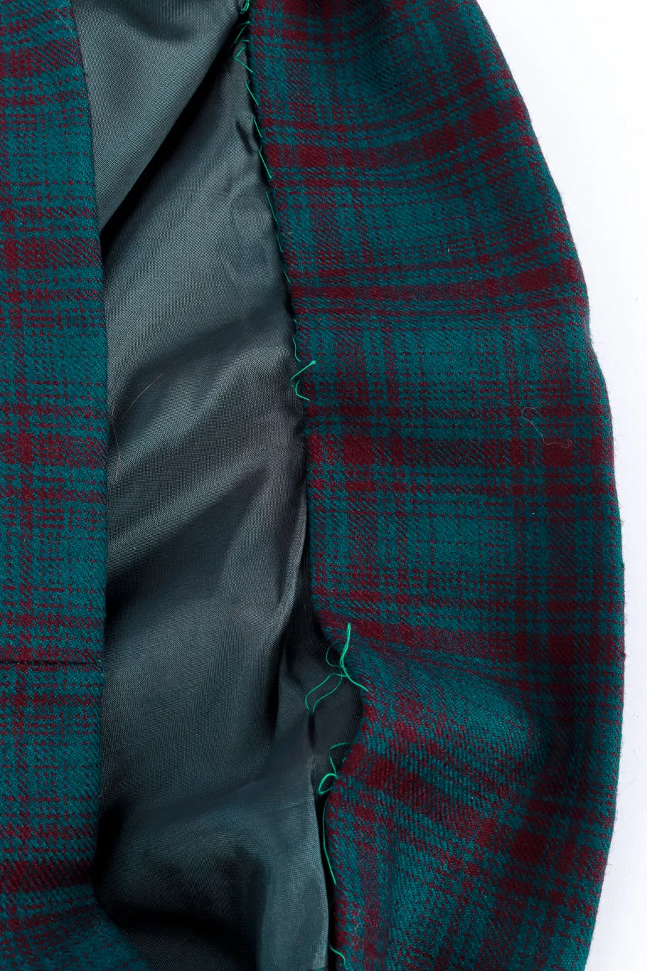 Plaid Velvet Trim Jacket & Skirt Set