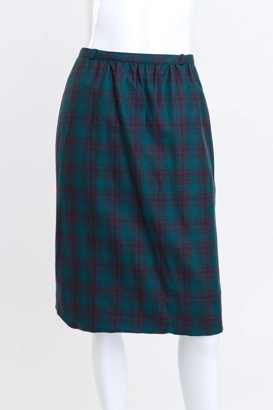 Plaid Velvet Trim Jacket & Skirt Set
