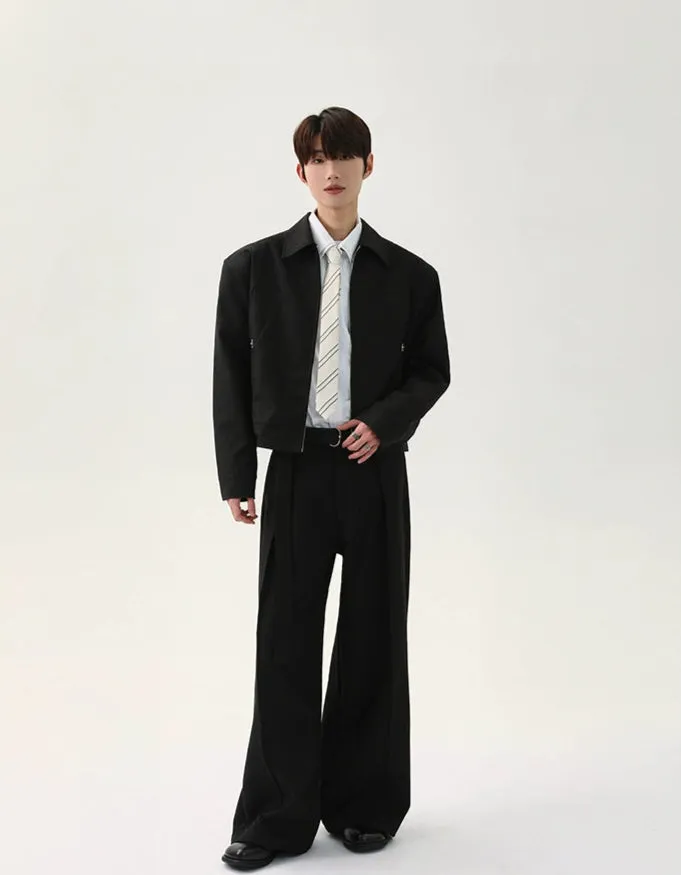 Pleated Chiffon Wide-Leg Pants