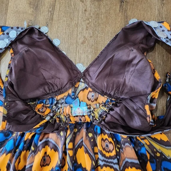 Plenty by Tracy Reese Anthropology silk printed coin trim sleeveless dress sz 4