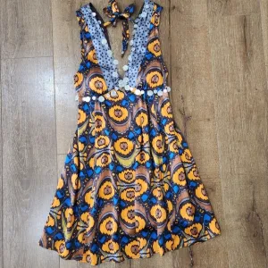 Plenty by Tracy Reese Anthropology silk printed coin trim sleeveless dress sz 4