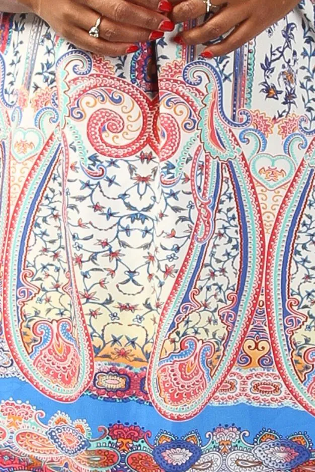 Plus Size Paisley Mock Neck Shift Dress
