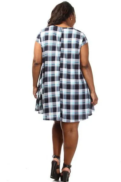 Plus Size Plaid Unique Print Shift Dress