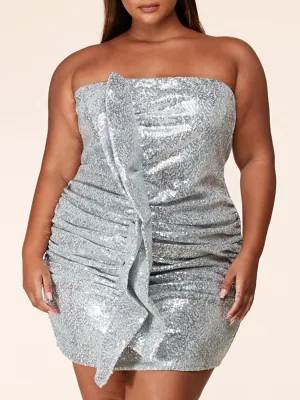 PLUS SIZE SLEEVELESS SEQUINS BODYCON MINI DRESS