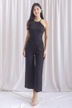 Polina Origami Halter Jumpsuit In Black