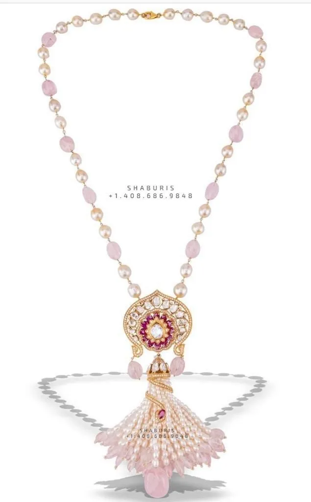Polki Necklace Diamond Necklace Beaded Necklace Tanzanite Necklace Diamond Jewelry Moissanite Necklace Bridal Jewelry-SHABURIS