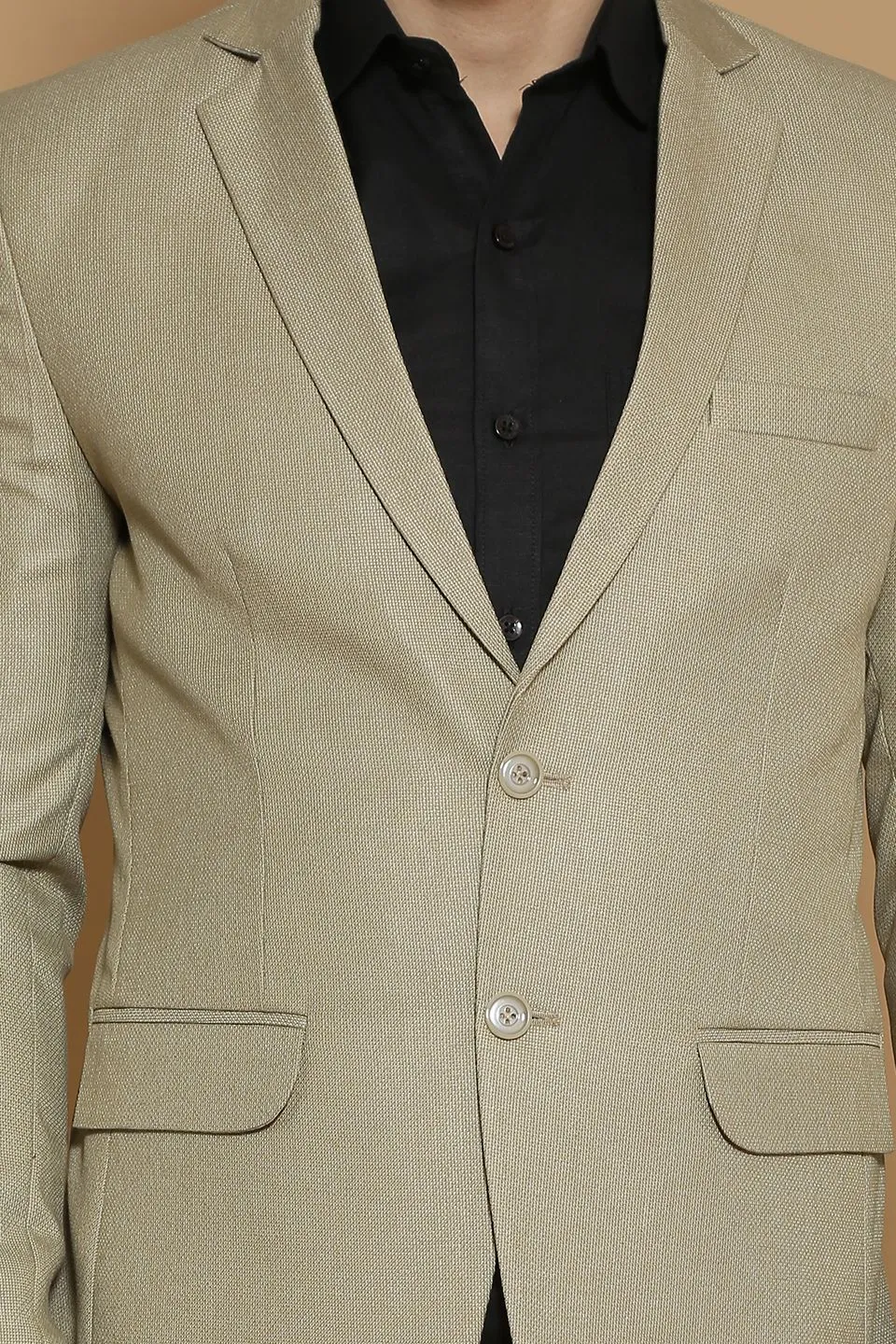 Poly Viscose Beige Two Piece Suit