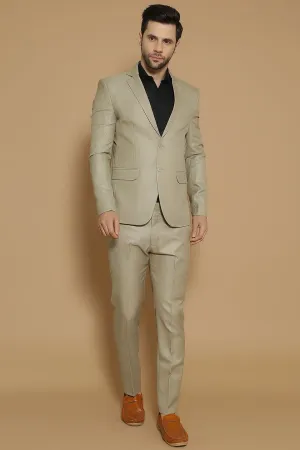 Poly Viscose Beige Two Piece Suit