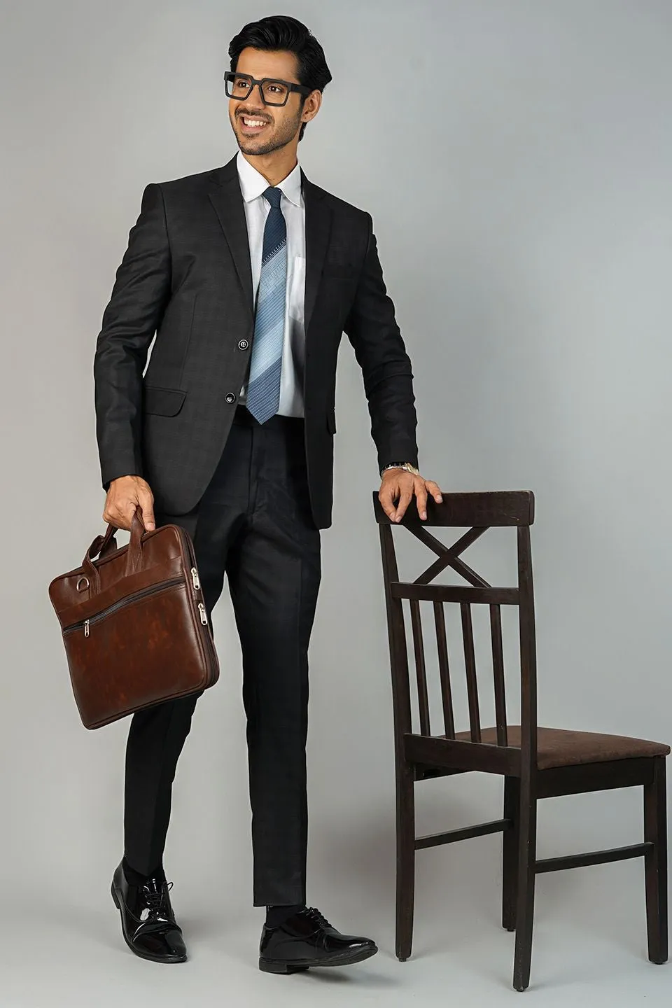 Poly Viscose Black Two Piece Suit