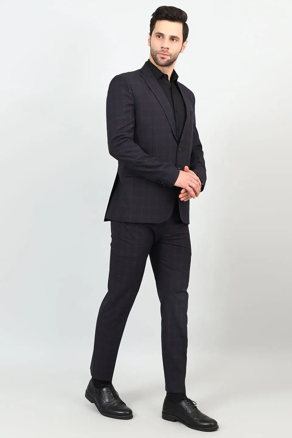 Poly Viscose Black Two Piece Suit