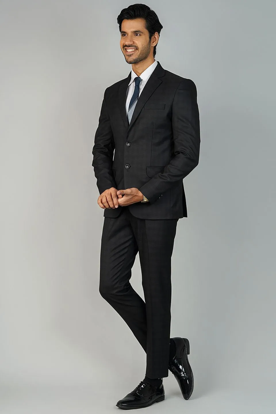 Poly Viscose Black Two Piece Suit