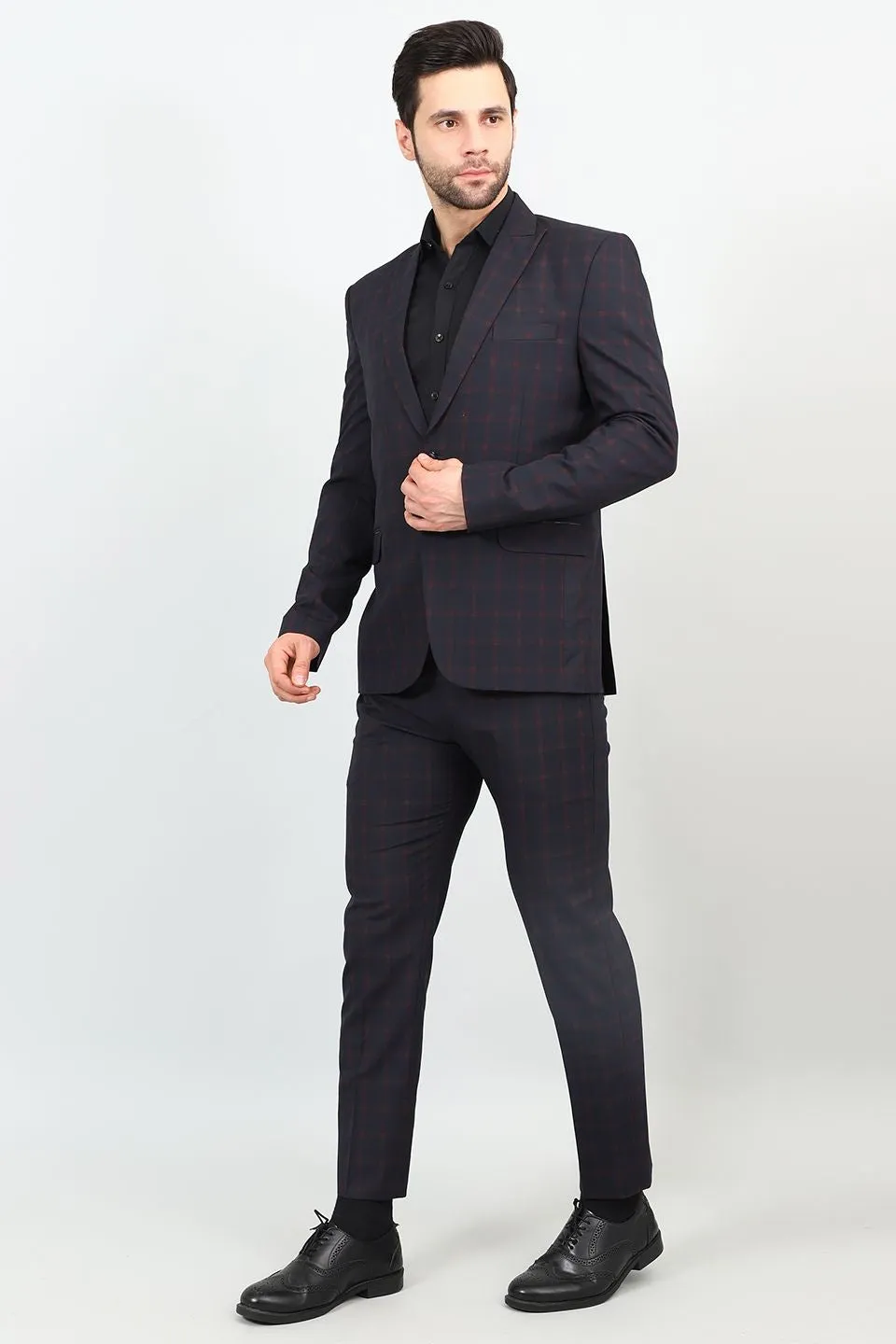 Poly Viscose Black Two Piece Suit