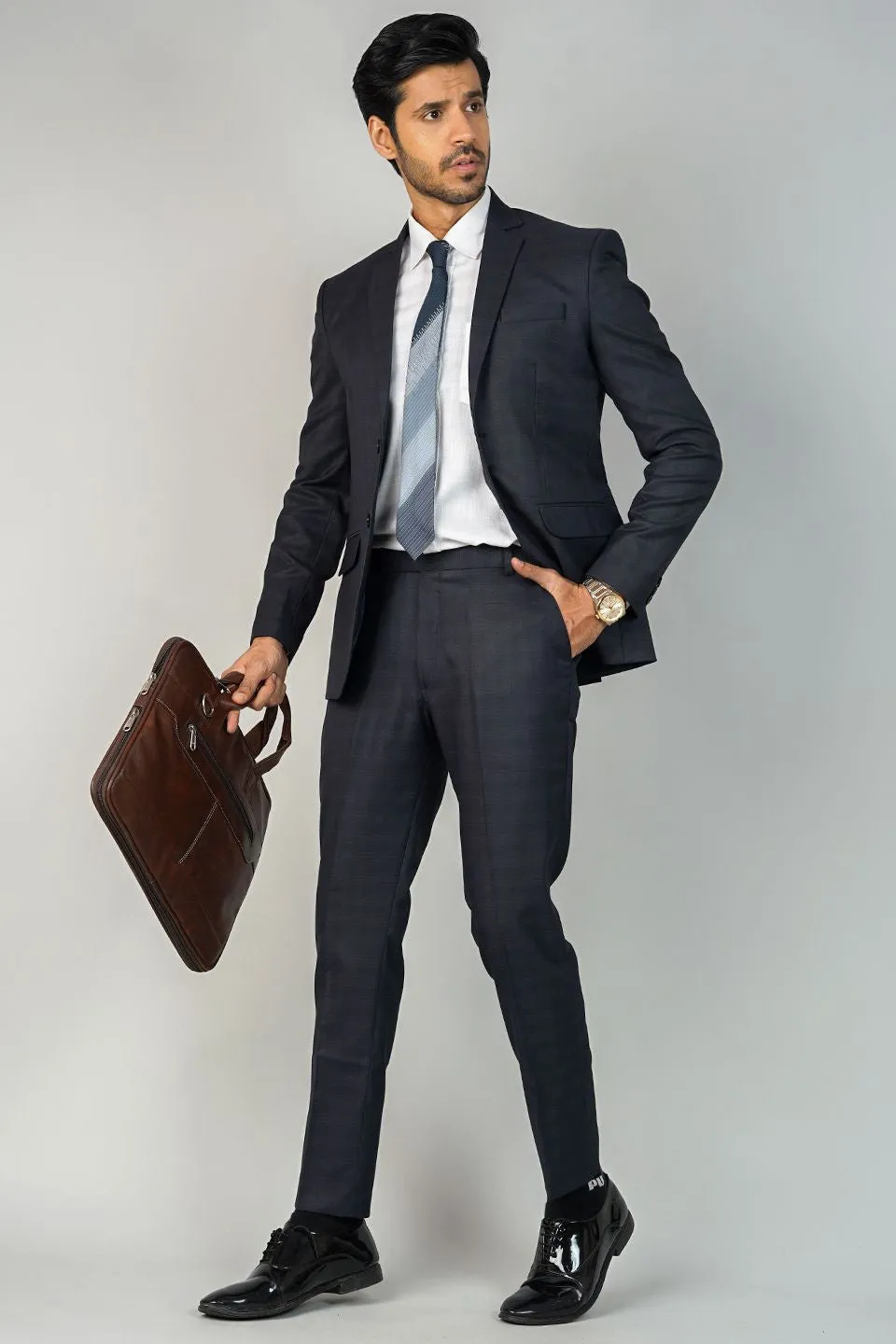 Poly Viscose Black Two Piece Suit