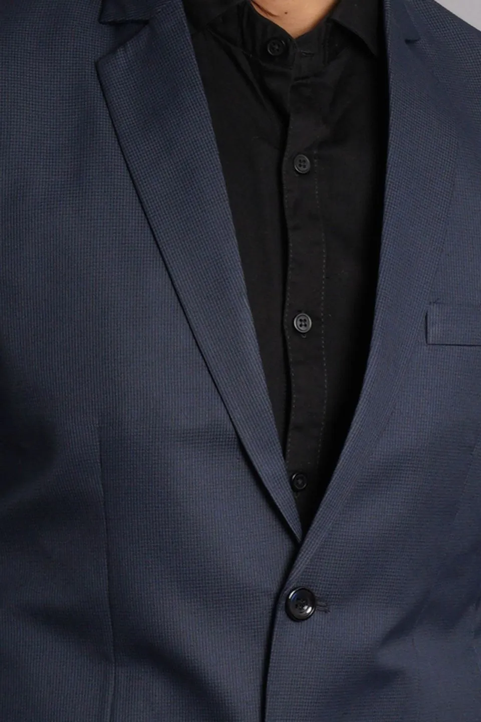 Poly Viscose Blue Solid Two Piece Suit
